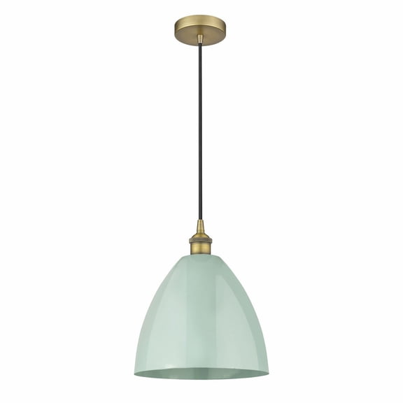 616-1P-BB-MBD-12-SF-Innovations Lighting-Plymouth Dome - 1 Light Cord Hung Mini Pendant In Industrial Style-14.75 Inches Tall and 12 Inches
