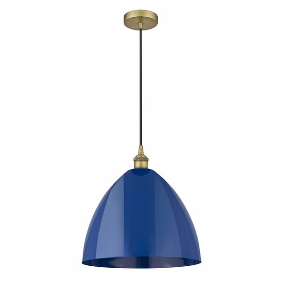 616-1P-BB-MBD-16-BL-Innovations Lighting-Plymouth Dome - 1 Light Cord Hung Mini Pendant In Industrial Style-18.75 Inches Tall and 16 Inches