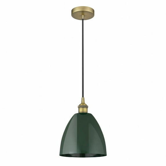 616-1P-BB-MBD-9-GR-Innovations Lighting-Plymouth Dome - 1 Light Cord Hung Mini Pendant In Industrial Style-12.88 Inches Tall and 9 Inches Wide-Brushed