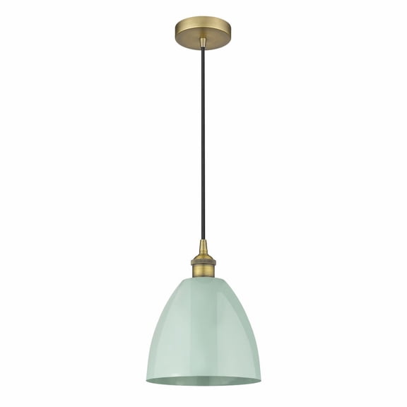 616-1P-BB-MBD-9-SF-Innovations Lighting-Plymouth Dome - 1 Light Cord Hung Mini Pendant In Industrial Style-12.88 Inches Tall and 9 Inches Wide-Brushed