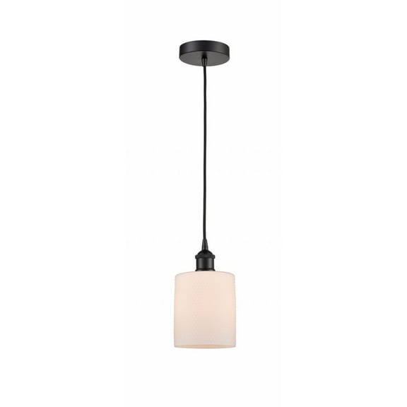 616-1P-BK-G111 Innovations Lighting Cobbleskill - 1 Light Mini Pendant In Industrial Style-9.75 Inches Tall and 5 Inches Wide-Matte Black Finish-Matte
