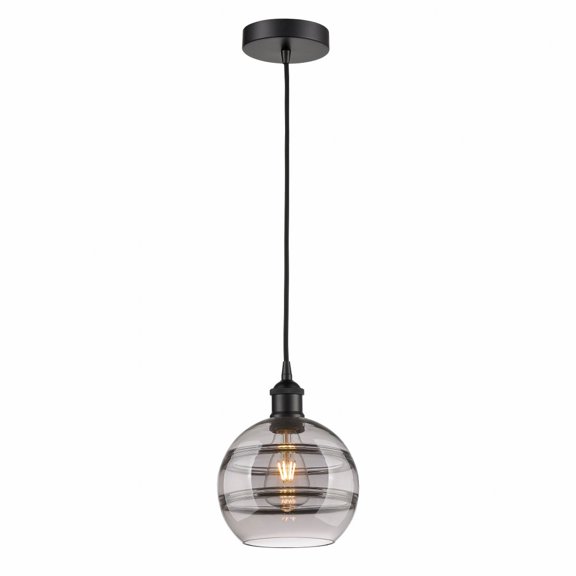 616-1P-BK-G556-8SM Innovations Lighting Rochester - 1 Light Cord Hung Mini Pendant In Industrial Style-9.88 Inches Tall and 8 Inches Wide-Matte Black