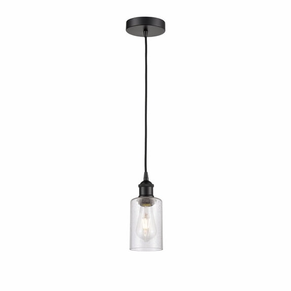 Innovations Lighting Clymer - 1 Light 4" Cord Hung Mini Pendant Seedy/Matte Black