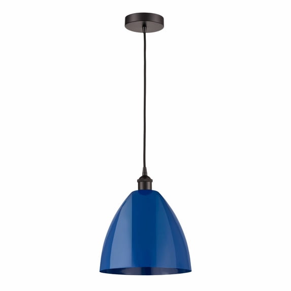 616-1P-OB-MBD-12-BL-Innovations Lighting-Plymouth Dome - 1 Light Cord Hung Mini Pendant In Industrial Style-14.75 Inches Tall and 12 Inches Wide-Oil