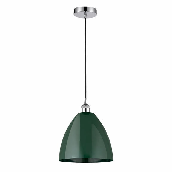 616-1P-PC-MBD-12-GR-Innovations Lighting-Plymouth Dome - 1 Light Cord Hung Mini Pendant In Industrial Style-14.75 Inches Tall and 12 Inches