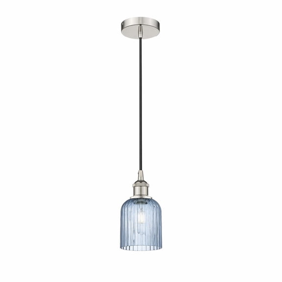 616-1P-PN-G559-5BL Innovations Lighting Bridal Veil - 1 Light Cord Hung Mini Pendant-5 Inch Wide and 9 Inch Tall-Polished Nickel Finish-Princess Blue