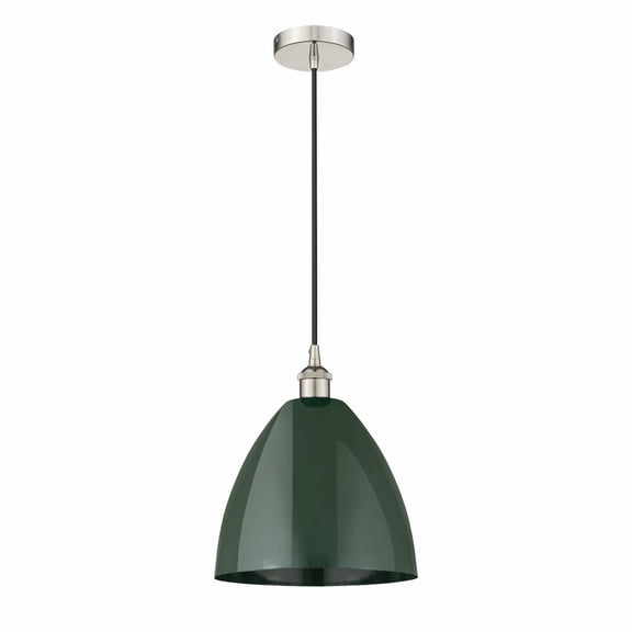 616-1P-PN-MBD-12-GR-Innovations Lighting-Plymouth Dome - 1 Light Cord Hung Mini Pendant In Industrial Style-14.75 Inches Tall and 12 Inches
