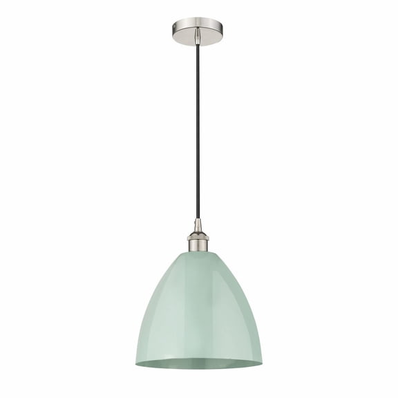 616-1P-PN-MBD-12-SF-Innovations Lighting-Plymouth Dome - 1 Light Cord Hung Mini Pendant In Industrial Style-14.75 Inches Tall and 12 Inches