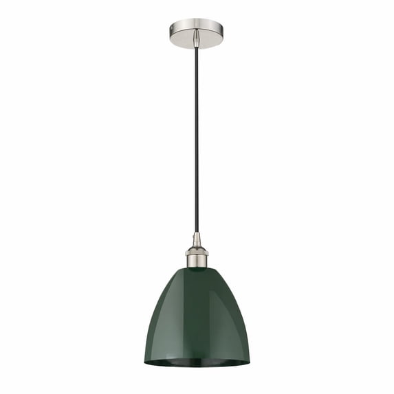 616-1P-PN-MBD-9-GR-Innovations Lighting-Plymouth Dome - 1 Light Cord Hung Mini Pendant In Industrial Style-12.88 Inches Tall and 9 Inches