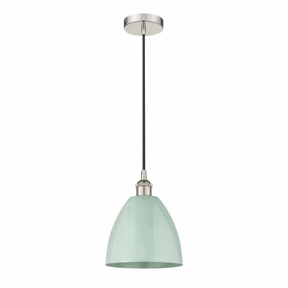 616-1P-PN-MBD-9-SF-Innovations Lighting-Plymouth Dome - 1 Light Cord Hung Mini Pendant In Industrial Style-12.88 Inches Tall and 9 Inches