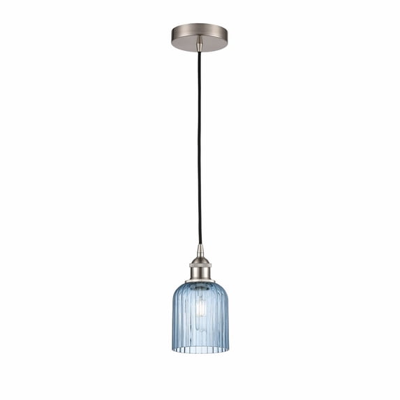 616-1P-SN-G559-5BL Innovations Lighting Bridal Veil - 1 Light Cord Hung Mini Pendant-5 Inch Wide and 9 Inch Tall-Satin Nickel Finish-Princess Blue