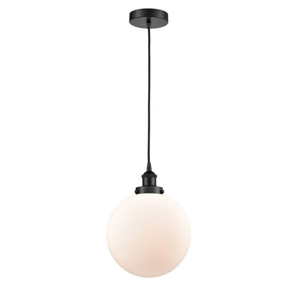 616-1PH-BK-G201-10-LED-Innovations Lighting-Beacon - 1 Light Mini Pendant In Industrial Style-13 Inches Tall and 10 Inches Wide Matte Black Matte