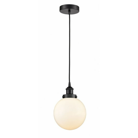 616-1PH-BK-G201-8-LED-Innovations Lighting-Beacon - 1 Light Mini Pendant In Industrial Style-11.5 Inches Tall and 8 Inches Wide Matte Black Matte