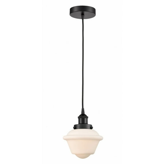 616-1PH-BK-G531-LED-Innovations Lighting-Oxford - 1 Light Mini Pendant In Traditional Style-8 Inches Tall and 7.5 Inches Wide Matte Black Matte White