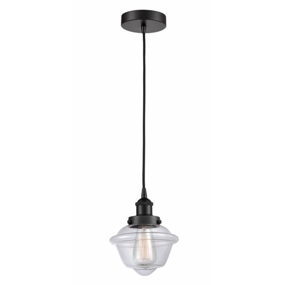 616-1PH-BK-G532-LED-Innovations Lighting-Oxford - 1 Light Mini Pendant In Traditional Style-8 Inches Tall and 7.5 Inches Wide Matte Black Clear