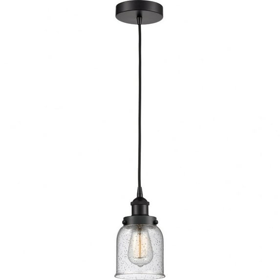 616-1PH-BK-G54-LED-Innovations Lighting-Bell - 1 Light Mini Pendant In Industrial Style-10 Inches Tall and 5 Inches Wide Matte Black Seedy