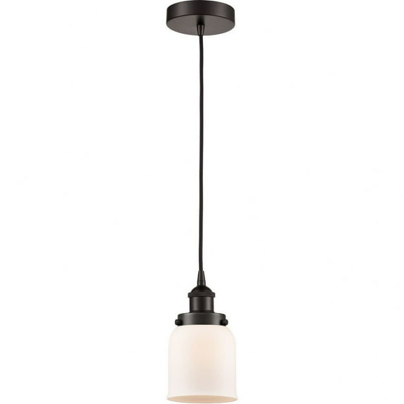 616-1PH-OB-G51-LED-Innovations Lighting-Bell - 1 Light Mini Pendant In Industrial Style-10 Inches Tall and 5 Inches Wide Oil Rubbed Bronze Matte White