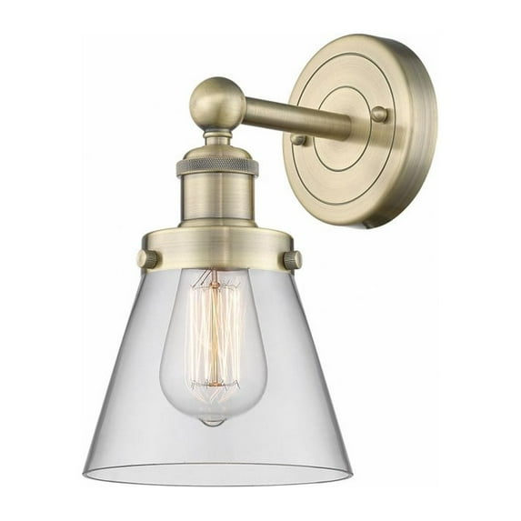 616-1W-AB-G62 Innovations Lighting Cone - 1 Light Wall Sconce In Industrial Style-10 Inches Tall and 6.5 Inches Wide-Antique Brass Finish-Clear Glass