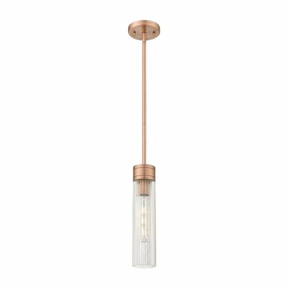 617-1S-AC-G617-11SCL Innovations Lighting Boreas - 1 Light Stem Hung Mini Pendant-13 Inch Tall and 3 Inch Wide-Antique Copper Finish-Striped Clear