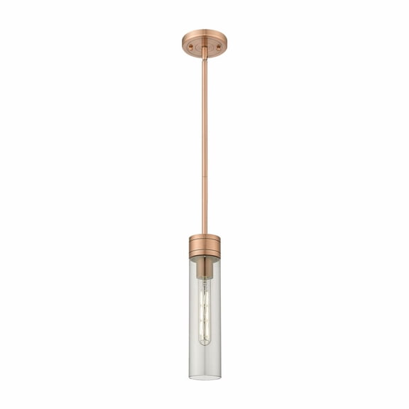 617-1S-AC-G617-11SM Innovations Lighting Boreas - 1 Light Stem Hung Mini Pendant-13 Inch Tall and 3 Inch Wide-Antique Copper Finish-Light Smoke Glass