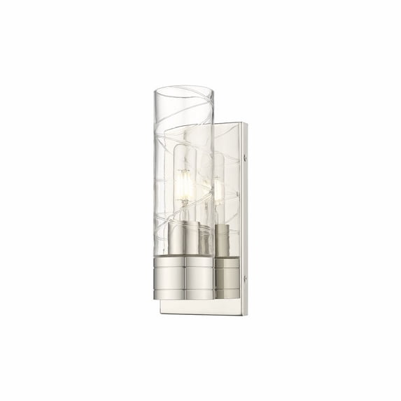 617-1W-PN-G617-8DE Innovations Lighting Boreas - 1 Light Wall Sconce-10.75 Inch Tall and 4.5 Inch Wide-Polished Nickel Finish-Deco Swirl Glass Color