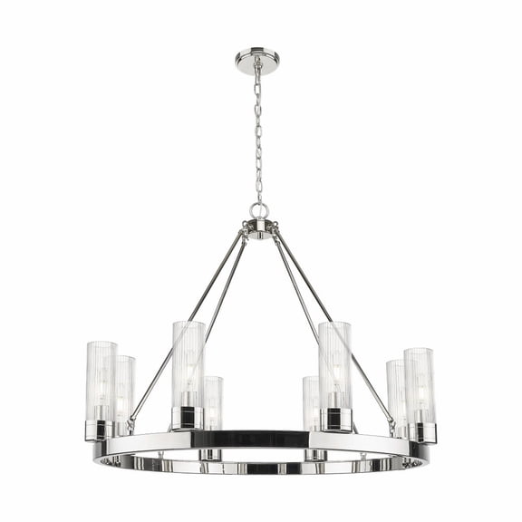 617-8CR-PN-G617-8SCL Innovations Lighting Boreas - 8 Light 8 Inch Shade Chandelier-28 Inch Tall and 36 Inch Wide-Polished Nickel Finish-Striped Clear