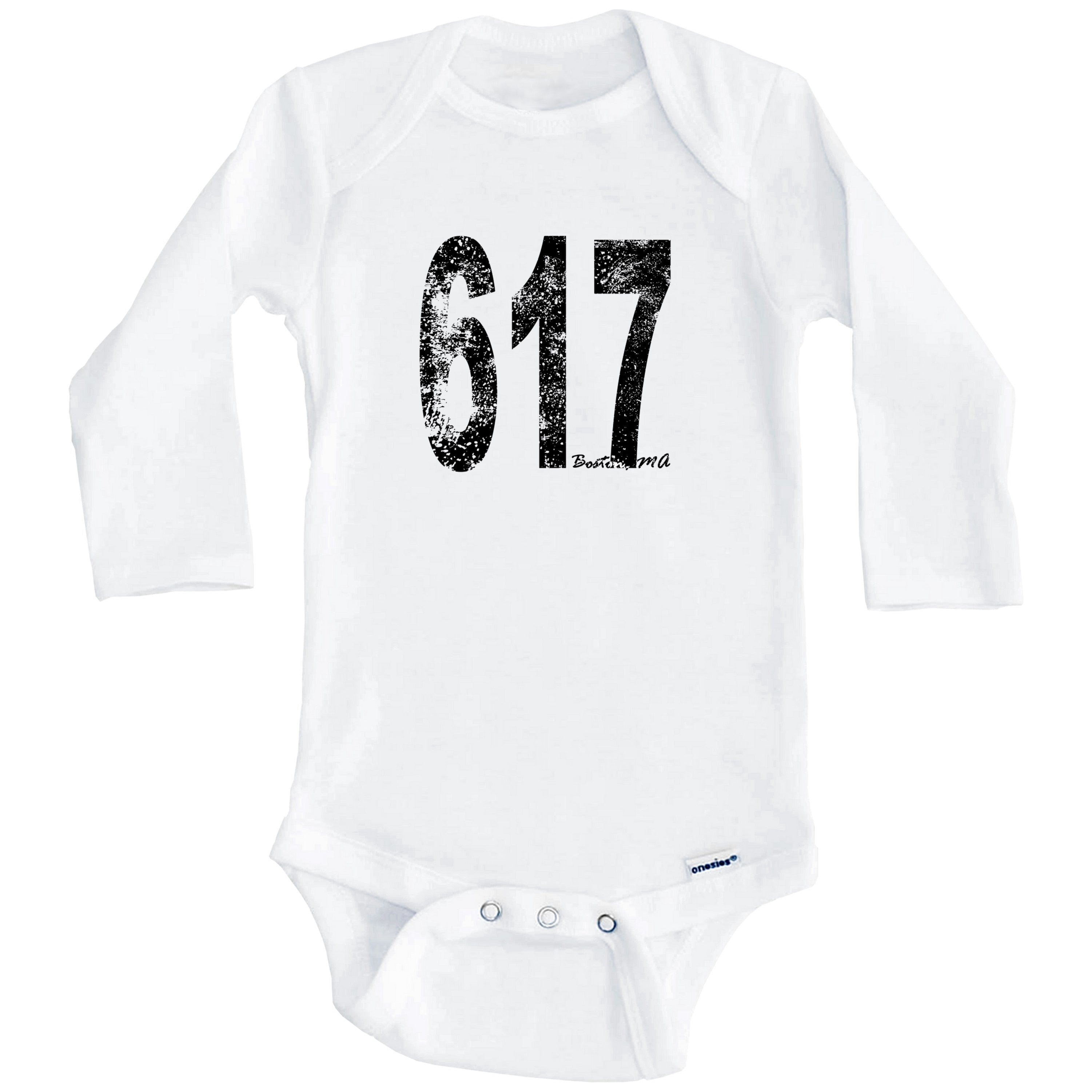 617 Boston Massachusetts Area Code One Piece Baby Bodysuit - One Piece Baby Bodysuit (Long Sleeve), 0-3 Months White