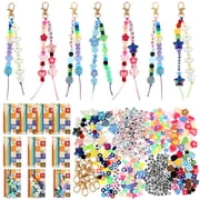 618Pcs Beaded Keychain Making Kit Complete Bead Kit with Letter and Charm for DIY Bag Charm Craft Present for Kid Adult