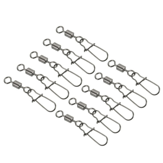61LBS Stainless Steel Fishing Rolling Swivel with Coastlock Snap, Black 20 Pack