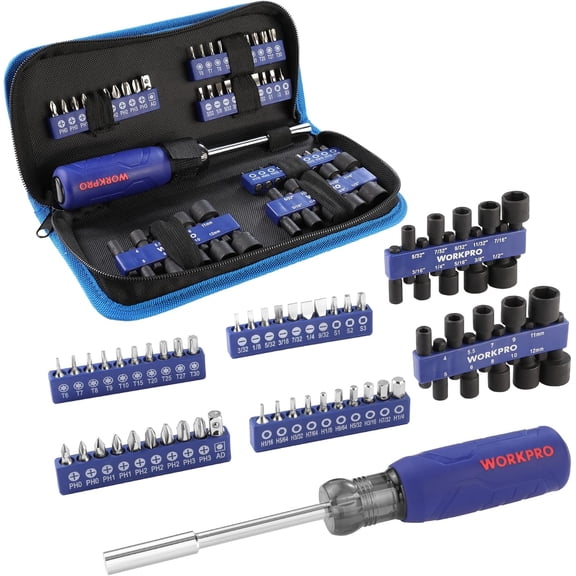 61PC Magnetic Screwdriver Bits & Nut Driver Set with Organizer Bag DIY Tools Equipment for Men Women Mechanic Herramientas Tool Bit Kit Home Improvement Gift Metric SAE