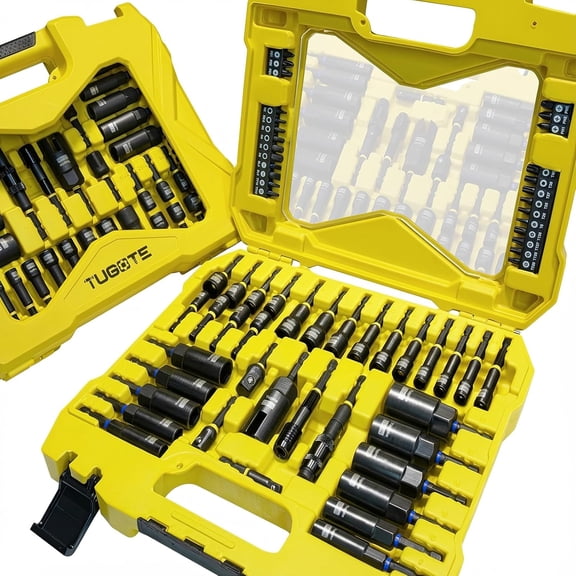 61PCS Impact Nut Driver Set - Magnetic Deep Drivers for Drills Metric & SAE Socket Adapters Wing Driver 1/4'' Quick Change Bit Extension Pivoting Nutsetter S2 Steel Bits Upgraded Box