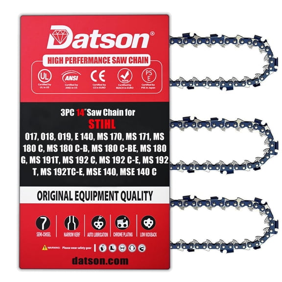 61PMM3 50 14 Inch Chainsaw Chain, 3/8" LP Pitch, 043" Gauge, 50 Drive Links Replace 36100050050 R50 Chainsaw Chain for 14-Inch Guide Bars, Fits MS170 MS171 MS180 MS181 MS193T MS194T (3 Pack)