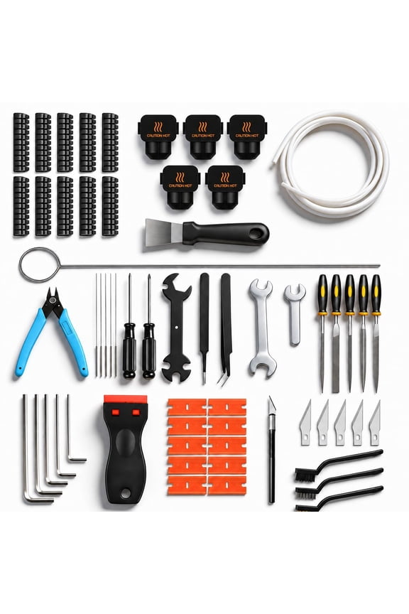 61Pcs 3D Printer Tools Kit for Bambu Lab A1, A1 Combo, 3D Printer Accessories Includes Noozle Wiper, Silicone Sock, Clog Poke, PTFE Tube, Nozzle Cleaning Tools, Removal Scrapers, Metal Files, Wrench