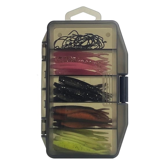 61Pcs Fishing Bass Lures Fork Tail Ribbon Baits Suitable for Trouts Salmon Freshwater Saltwater Soft Lures Swimbaits