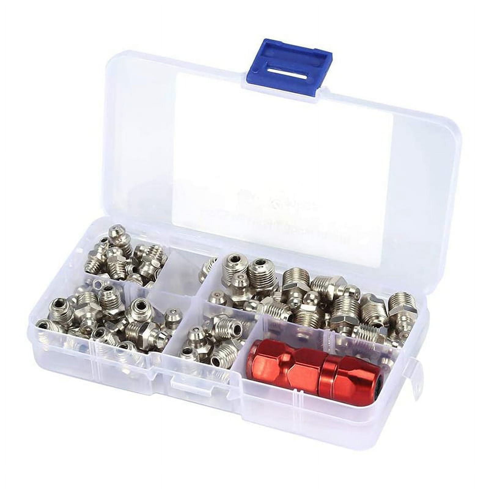 61Pcs/Set Grease Fitting Pack M6/M8/M10 Metal Nipple Mechanical