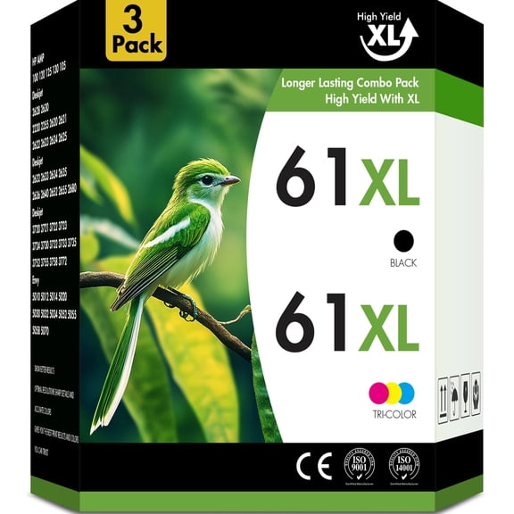 61XL 61 Ink Cartridges Compatible for Printer Ink HP 61 Black & Tir-color, 2Pack Black & Tir-color ink cartridge 61XL