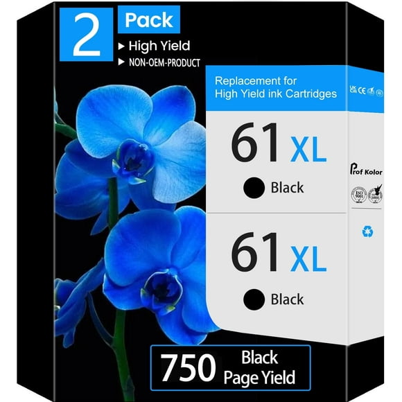 61XL 61 Ink Cartridges Compatible for Printer Ink HP 61 Black, 2Pack