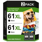 61XL Black Ink Cartridge Compatible for HP 61XL 61 XL works with Envy 4500 4501 5530 Deskjet 1510 2540 2541 2542 3510 3050A Officejet 4630 4635 2 Black