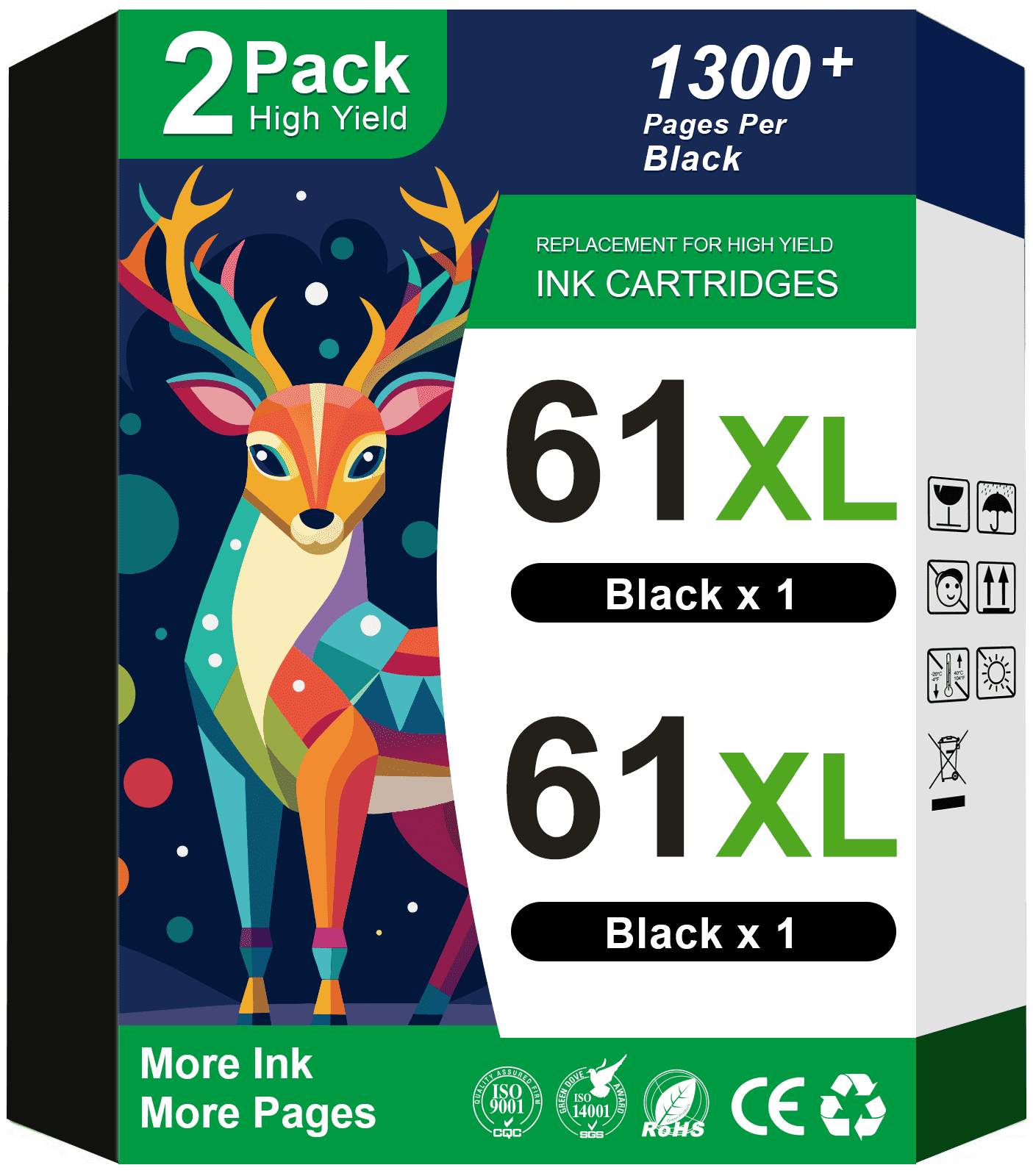 61 Black Ink Compatible for HP 61XL Black Ink Cartridge for HP Ink 61 Black