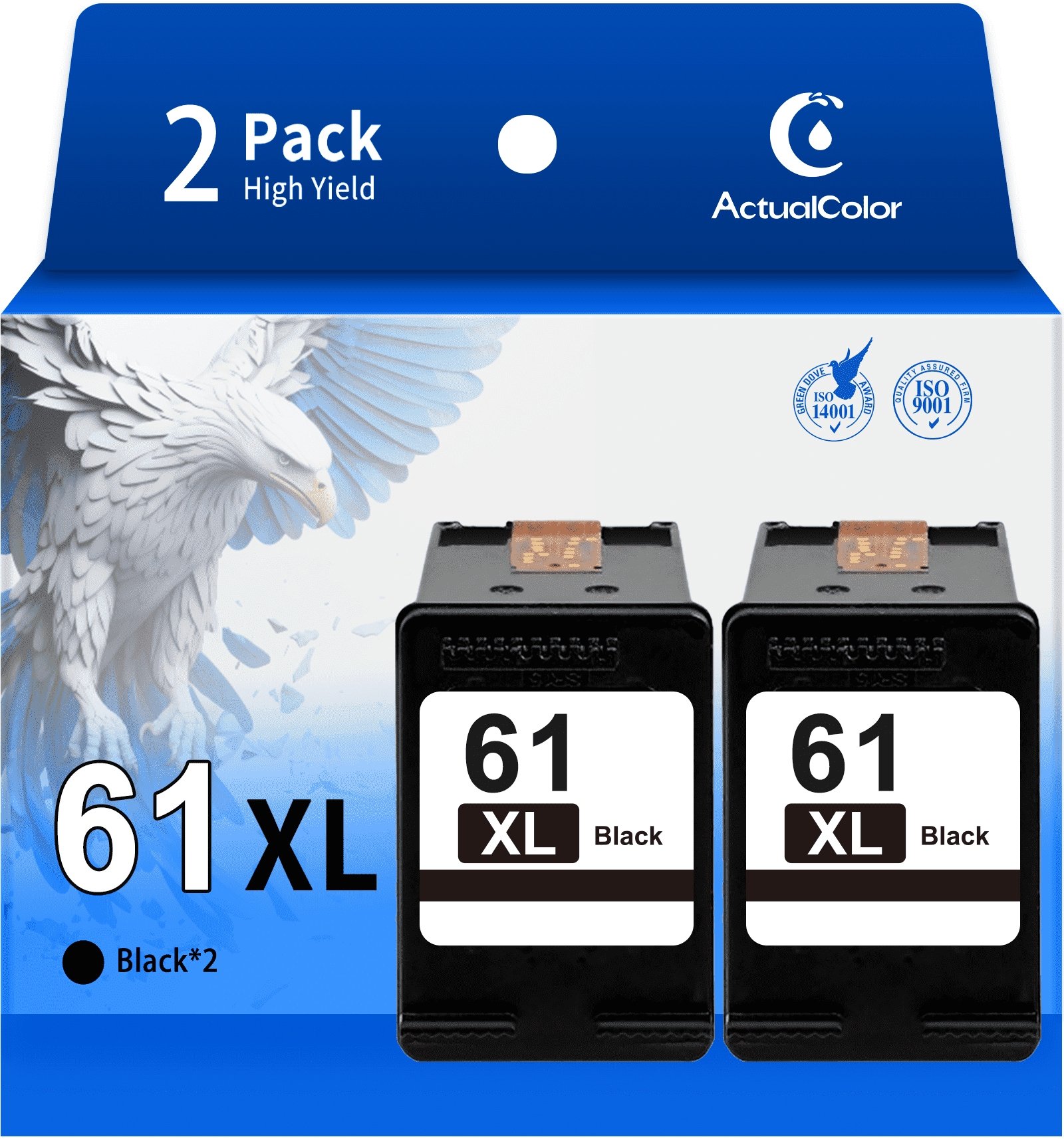HP 61XL High Yield Black Ink Cartridge - 2 Pack for DeskJet & Envy ...