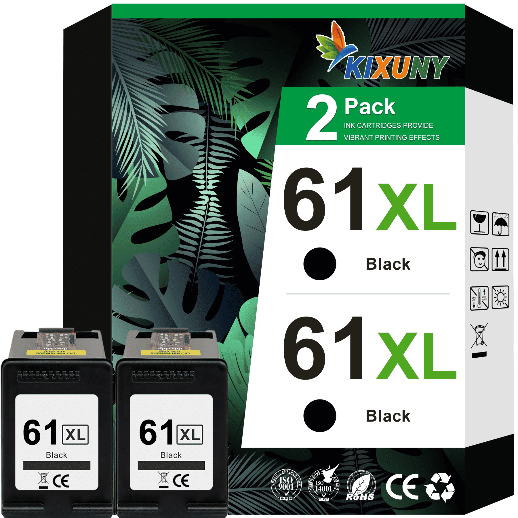 61 Black Ink Compatible for HP  61XL Black Ink Cartridge for  Printer Ink 61 61XL Black (2 Pack)
