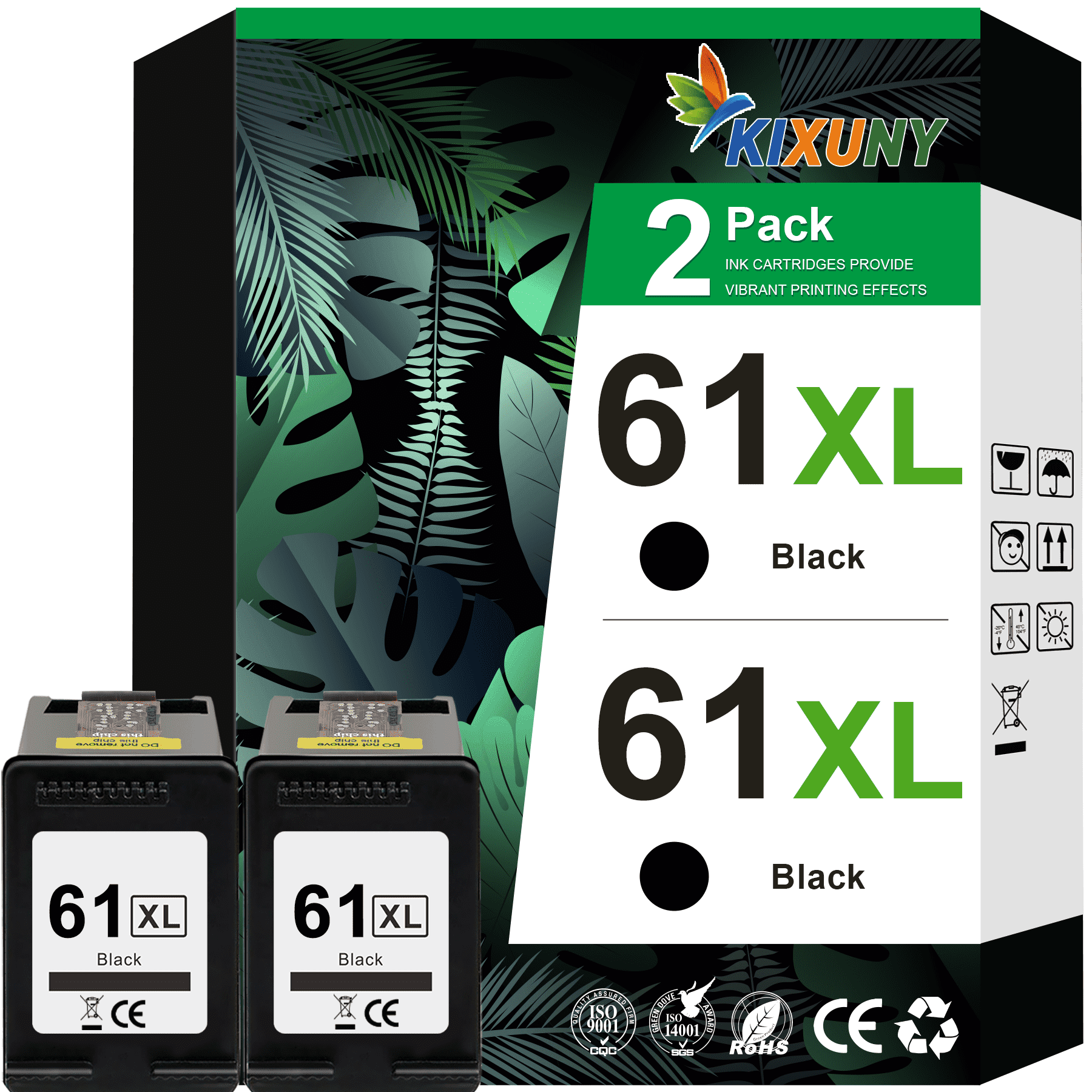 61 Black Ink Compatible for HP  61XL Black Ink Cartridge for  Printer Ink 61 61XL Black (2 Pack)