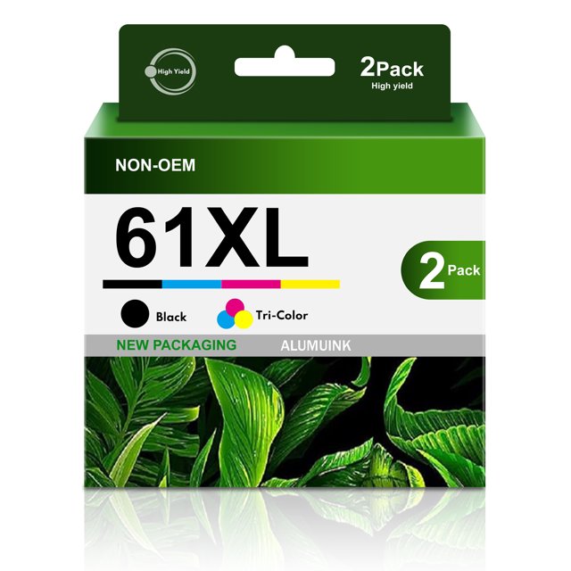 61XL Black TriColor Ink High yield (2pack) Replacement for HP 61XL