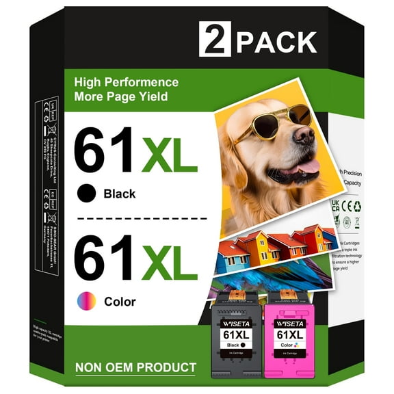 61XL Ink Cartridge Compatible for HP 61XL 61 XL works with Envy 4500 4501 5530 Deskjet 1510 2540 2541 2542 3510 3050A Officejet 4630 4635 (1 Black，1 Tri-color)