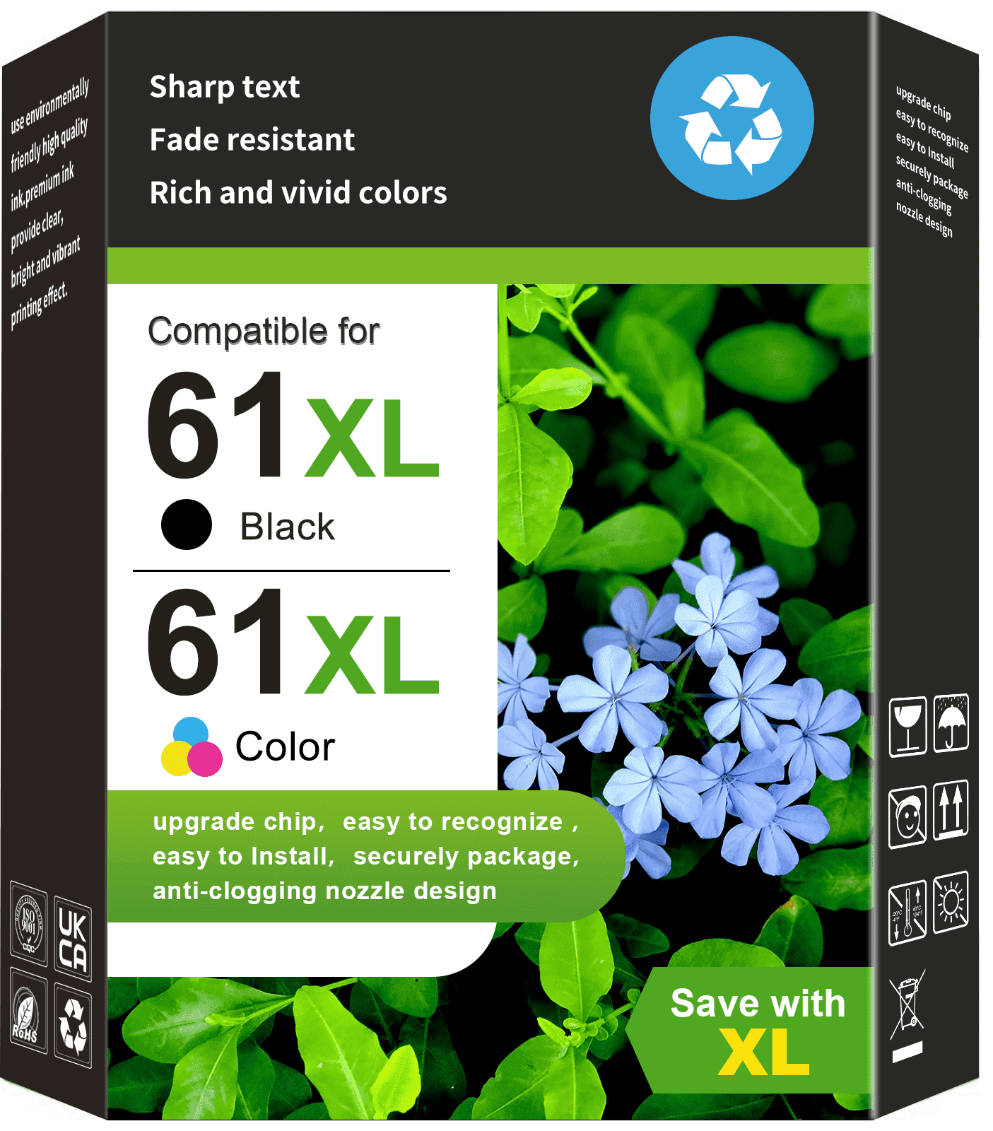 61XL Ink Cartridges Compatible for HP 61 Ink Cartridge Combo Pack for Printer Ink 61 ( Black,Tri-Color)