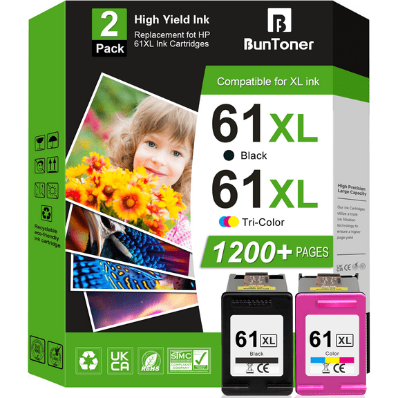 61 Ink Compatible for HP 61 Ink Cartridge Combo Pack for HP Ink 61 for Envy 4500 5530 4502 Printer ( Black,Tri-color)