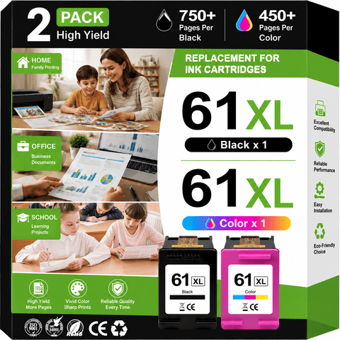 61 Ink Compatible for HP 61 Ink Cartridge Combo Pack for HP Ink 61 61XL for Envy 4500 4502 5530 Printer (Black Tri-Color)