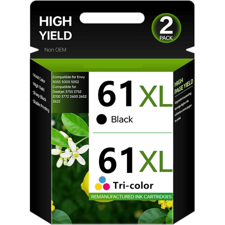 61XL Ink Cartridges Compatible for HP 61 Ink Cartridge for Printer Ink HP 61XL for Deskjet 2541 OfficeJet 4630 Envy 4501 4500 Printer (2-Pack)