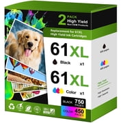 61XL Ink Cartridges Combo Pack Compatible for 61 ink cartridge for Deskjet 2540 OfficeJet 4630 Envy 4500 5530 Printer (2-Pack)