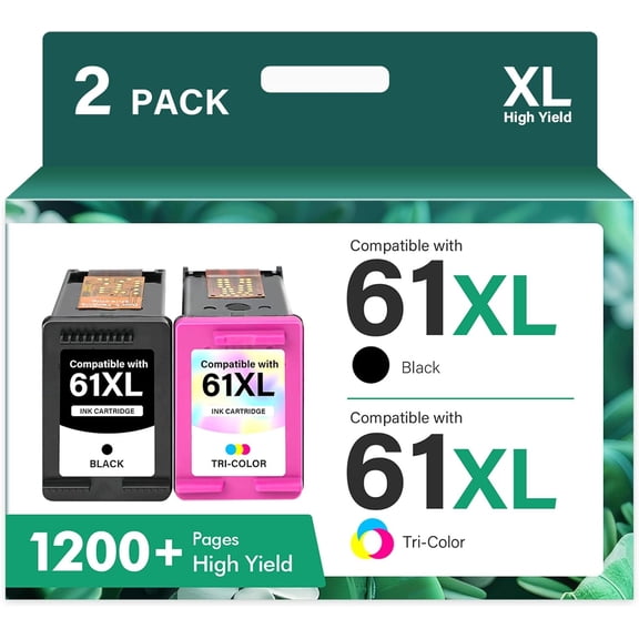 61XL Ink Cartridges Compatible for HP 61 Ink Cartridge for Printer Ink 61 for Deskjet 2541 OfficeJet 4630 HP Envy 4501 4500 Printer (2-Pack)